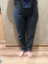 Mom Jeans Clothing Harem-Pants Velvet High-Waist Plus-Size Woman Blue Winter Denim 