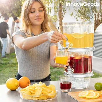 

Double Drinks Dispenser 7L with Ice Compartments and Snack Tray TwinTap InnovaGoods -Bar - Restaurant - Catering Accessories