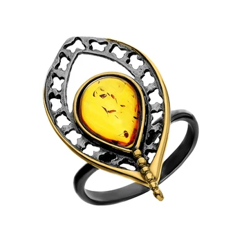 

Silver ring with amber sunlight sample 925 test