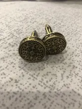 SAVOYSHI-gemelos de camisa de alta calidad para hombre, diseño redondo de bronce, gemelos de Metal Vintage, regalo, nombre de enagraveo gratis