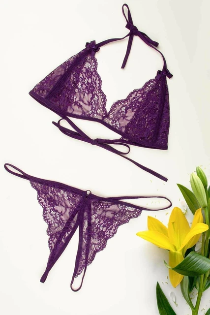 LOOK FOR YOUR WONDERFUL NIGHTS Women's Purple Lace Fantasy Bra Set IN  GORGEOUS COLOR FREE SHIPPING - AliExpress
