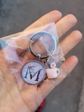 Keychain Pen-Holder Charm Glass The-Light A-Z-Pendant Teacher Thank-You Enamel Round