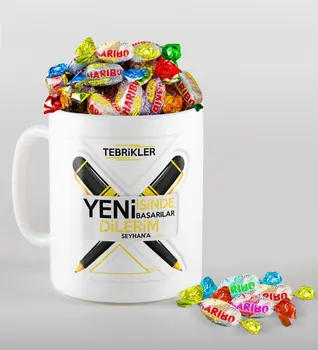 

Personalized New She Devotes The Success In Mug and Haribo Candy Gift Seti-5