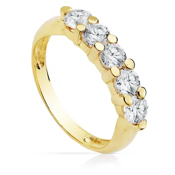 

18k solid gold ring quintillo entro zircons 4mm. Claws [AC0158]
