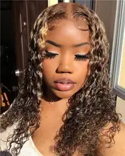 ALICE-pelucas de cabello humano rizado con malla frontal, cabello con cierre superior de cuero cabelludo de 150% de densidad, no Remy