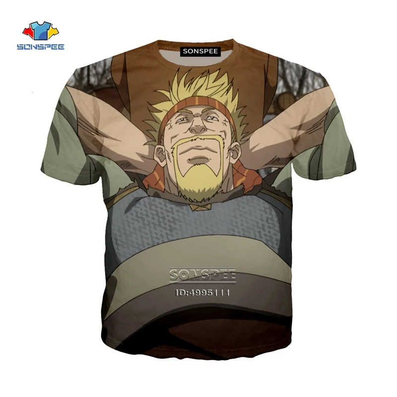 1 SONSPEE, 3D принт, аниме, Vinland Saga Thorfinn, женская футболка, Мужская футболка, Harajuku, летняя повседневная футболка с круглым вырезом, топы, верхняя одежда - Цвет: 1