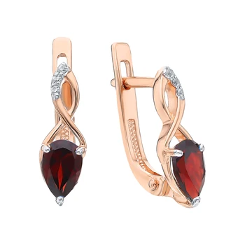 

Gold earrings with cubic zirconia and Garnet sunlight sample 585 test