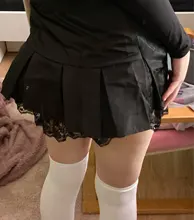 Sweetown-faldas plisadas de estética gótica negra, minifalda de cintura baja con acabado de encaje para mujeres, estilo Punk oscuro Academia Y2K