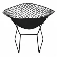 Bertoia ромбовидное кресло с черной полностью черной окрашенной структурой подушки