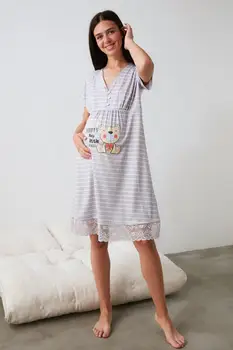 

Trendyol Striped Knitted Maternity Nightgown THMAW21GC0020