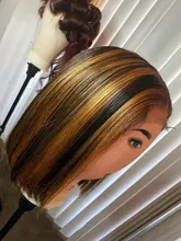 Celie Bob-Peluca de cabello humano liso con encaje frontal, postizo de pelo liso con cierre de 4x4 de densidad 150