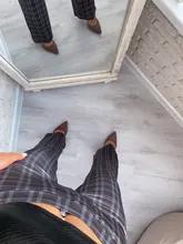 Weange Puss-Pantalones rectos de cintura alta con estampado a rayas para mujer, ropa de calle ajustada a la moda, largos y delgados, Y2K