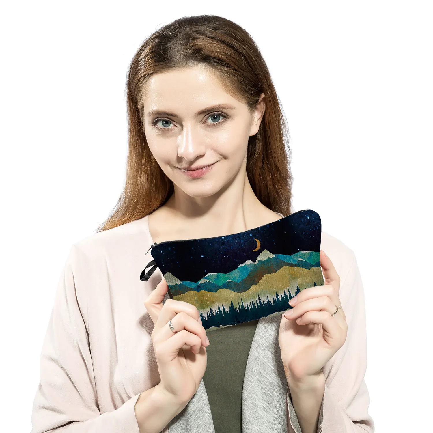 Landscape Painting Makeup Bag Polyester Cosmetic Bag Women Necessaire Pouch With Zipper Shaver Kit Bags Luxury Man Travel cosmetic bag cosmetic storage bag makeup bag cosmetic case toiletry bag