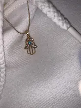 1PC turco de mal de ojo mano COLLAR COLGANTE Hamsa para mujer joyería de Color hueco clavícula cadenas de enlace