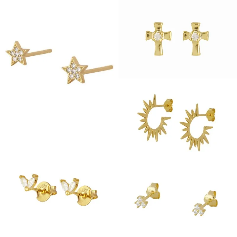 Mini pendientes pequeños de plata fina para mujer, 2 uds., 925, pendientes tipo botón de plata fina, joyería fina, pendientes para chica, regalo de cumpleaños y boda