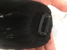 AILIADE-flequillo de aire Blunt falso para mujer, extensión de Clip de cabello sintético, flequillo falso Natural