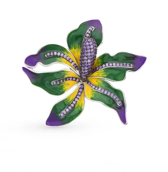 

Silver brooch with cubic zirconia and enamel sunlight sample 925