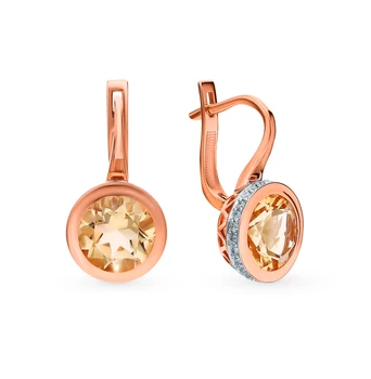 

Gold earrings with citrine and diamonds sunlight sample 585