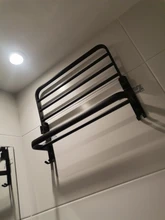 Hanger Organizer Towel-Holder Shower-Rack Bathroom-Accessories Folding Black Aluminum