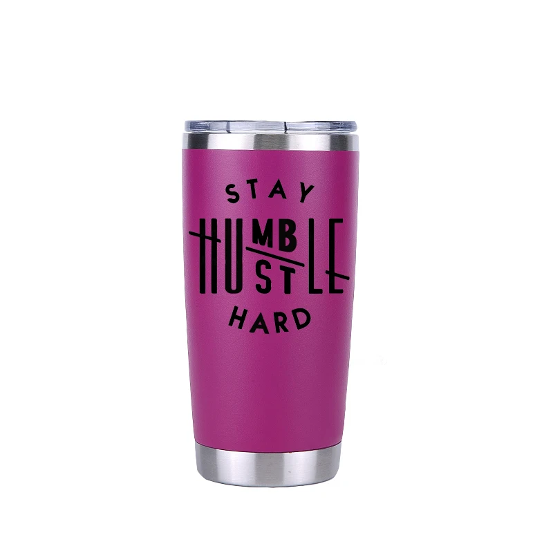 20 oz purple Оставайся скромным Hustle жесткий Рождественский подарок стакан пивная кружка с двойными стенками Изолированная вакуумная фляжка Нержавеющая сталь термос кофейные кружки - Цвет: 20 oz purple