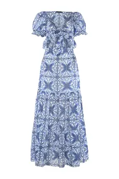 

Trendyol Ethnic Pattern Lacing Detailed Voile Sub-Top Suit TBESS20AU0069