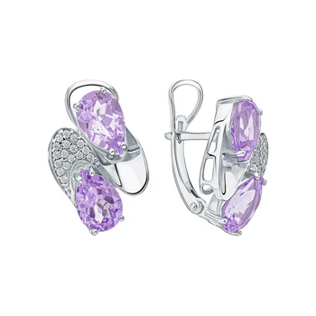 

Silver earrings with amethyst and cubic zirconia sunlight sample 925