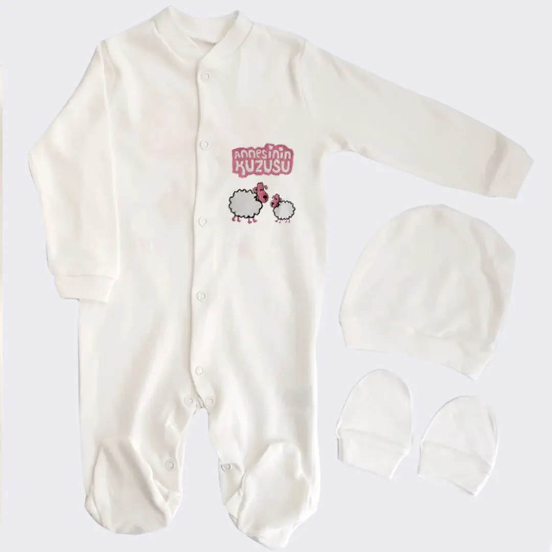 

Mother Mama 'S Boy Dented Gloved Pink Embroidered Jumpsuit