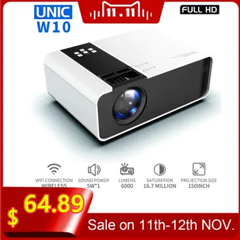 UNIC W10 LED 6000 Lumen Projector 1080P FullHD HDMI-compatible WIFI Game Sync Screen Bluetooth-compatible LCD Lens Beamer 1