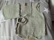 Conjunto de 2 uds. De ropa de punto para bebé, Pelele de algodón con botón en la entrepierna, mono de una pieza + sombreros para niño pequeño, trajes para niño y niña