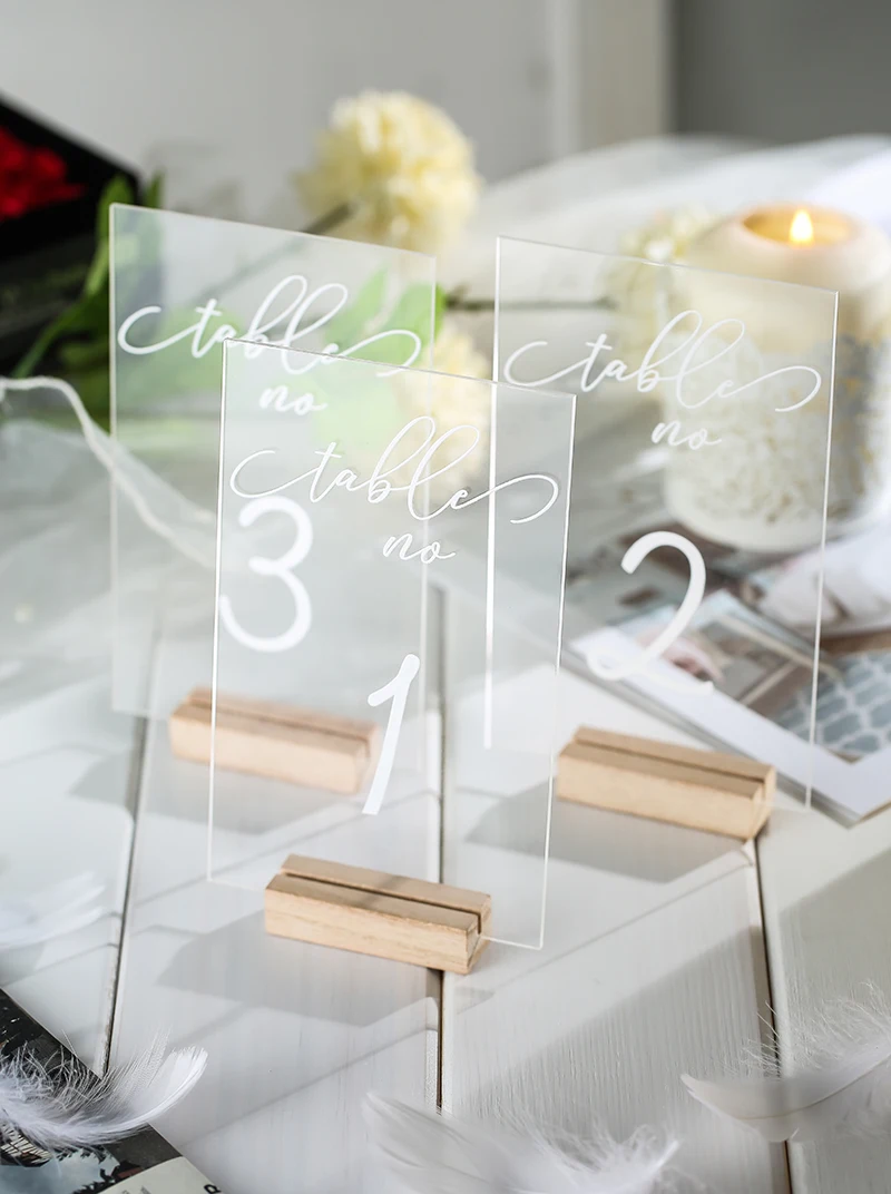 Индивидуальная каллиграфия номер свадебного стола Sign прозрачный Свадебный