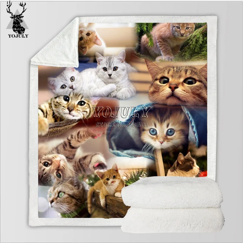 

YOJULY 3D Print Cute Kawaii Animals Dogs Cats Puppy Thin Quilt Carpet Throw Blanket On Sofa Bed Chair Rest Bedding Home B63