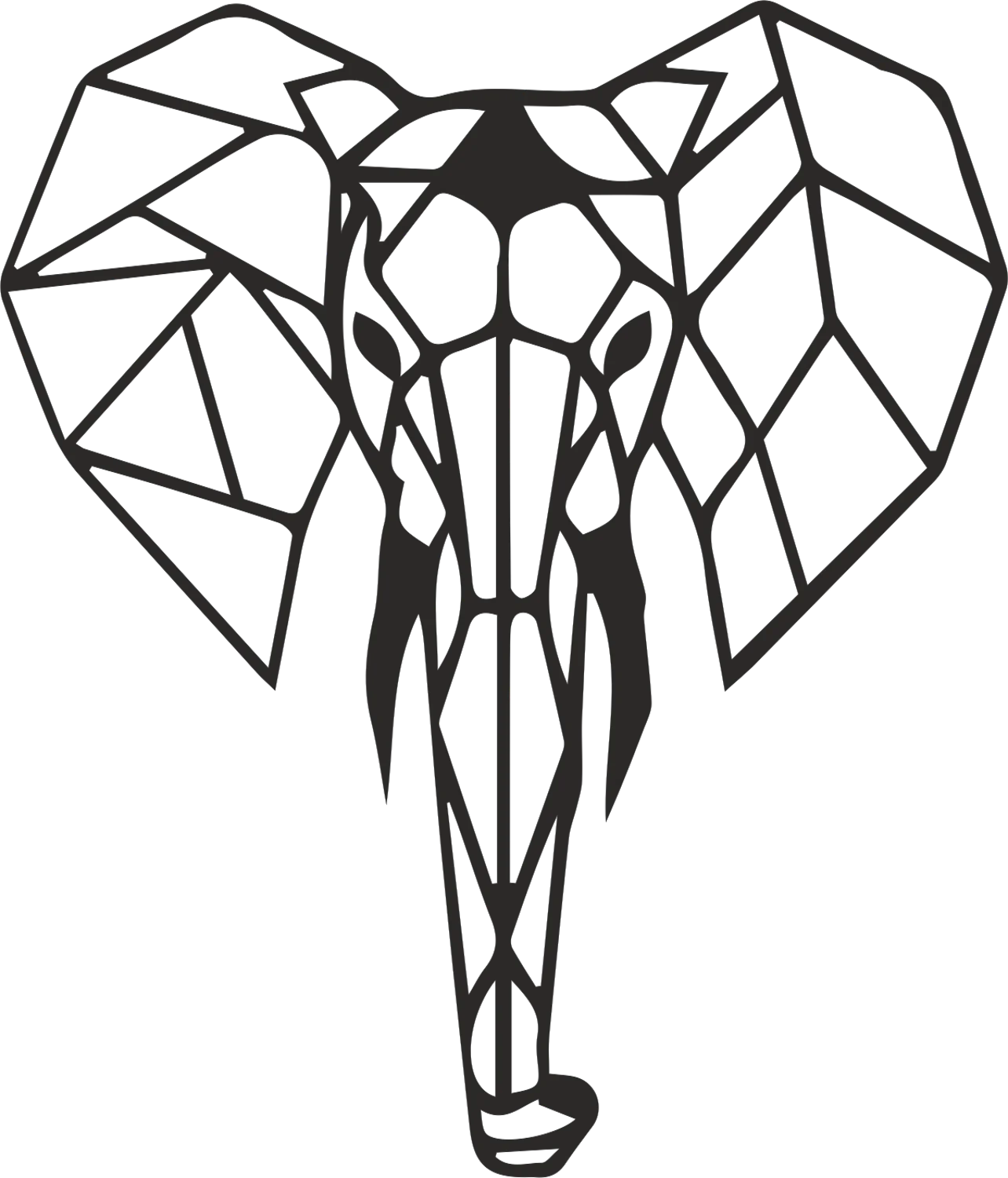 Металлический настенный рисунок в виде слона на Antdecor, 55x90 см, 2" x 35" черный, геометрический и минималистичный металлический настенный арт