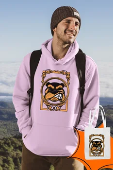 

Angemiel Wear Framed Dog Pink Male Hooded Sweatshirt Bags Kombin