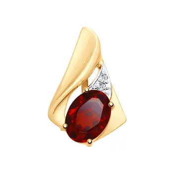 

Sokolov pendant in Gold with garnet and cubic zirconia, fashion jewelry, gold, 585, women's male, pendants for neck women