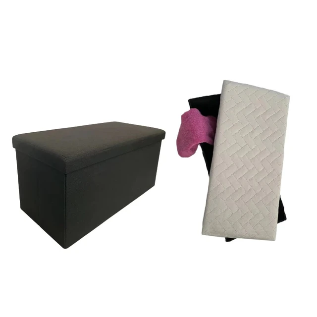 Baúl Puff Taburete Almacenaje Plegable Caja Asiento Banco De Almacenamiento, reposapiés Otomano Plegable De Piel De Pvc, Asiento - Home Office Storage -  AliExpress