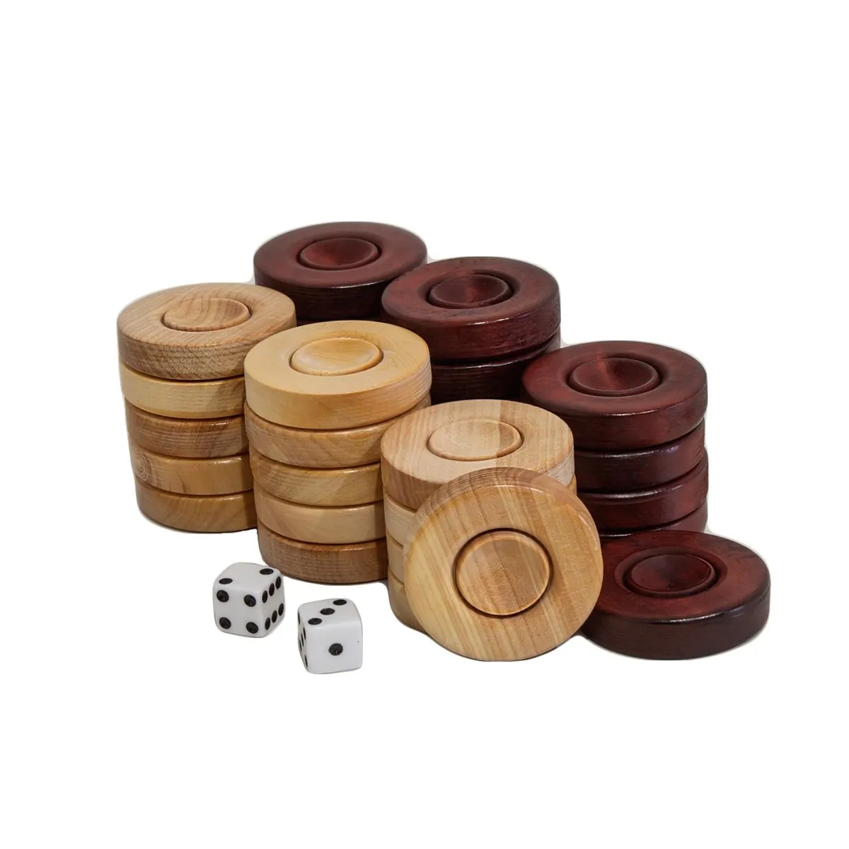 32 Pcs Wooden Backgammon Accessories Set | Adult Entertainment Luxury Boxwood Checkers Professional Board Games Pieces Chips