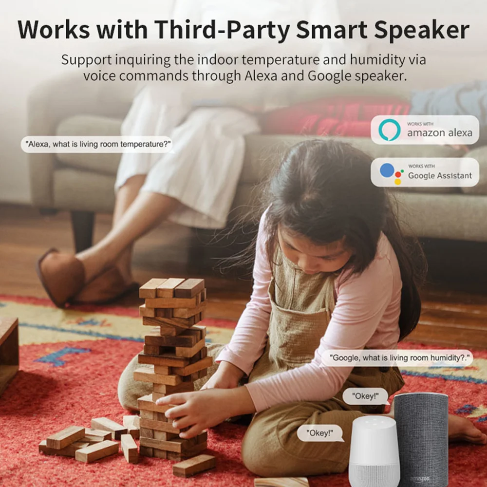 Tuya Zigbee WiFi Temperature Humidity Sensor APP Remote Monitor For Smart Home var SmartLife WorkWith Alexa Google Assistant