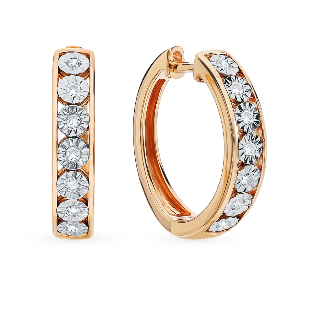 Золотые серьги с бриллиантами SUNLIGHT проба 585