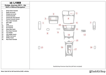 

Interior trim for Dodge Journey 2011-UP. Set L1969.