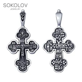 

Cross SOKOLOV of silver nielloed fashion jewelry 925 women's/men's, male/female