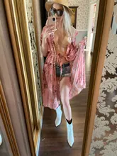 Summer Tunic Hooded-Beachwear Kaftan Bathing-Suit Cover-Up Beach-Dress Printed Bohemian