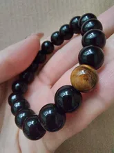 Ónix negro Natural con ojo de tigre piedra perlas pulsera de la joyería de los hombres 12 constelación de Leo los amantes pulsera Energy Balance
