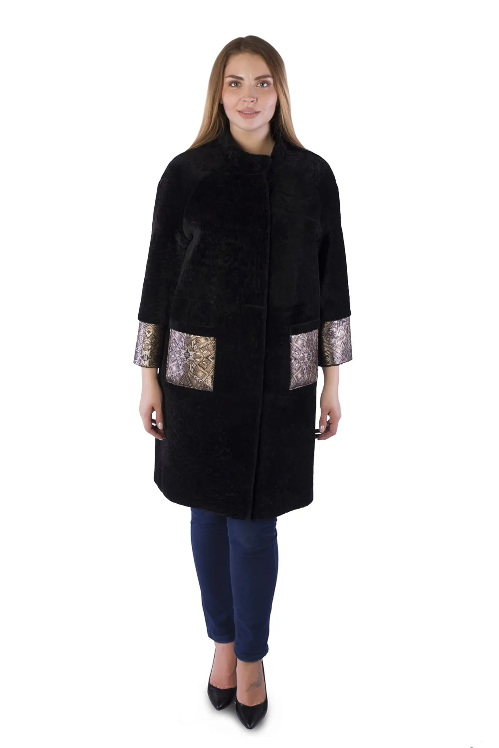

women black long real genuıne hand mader fur coat