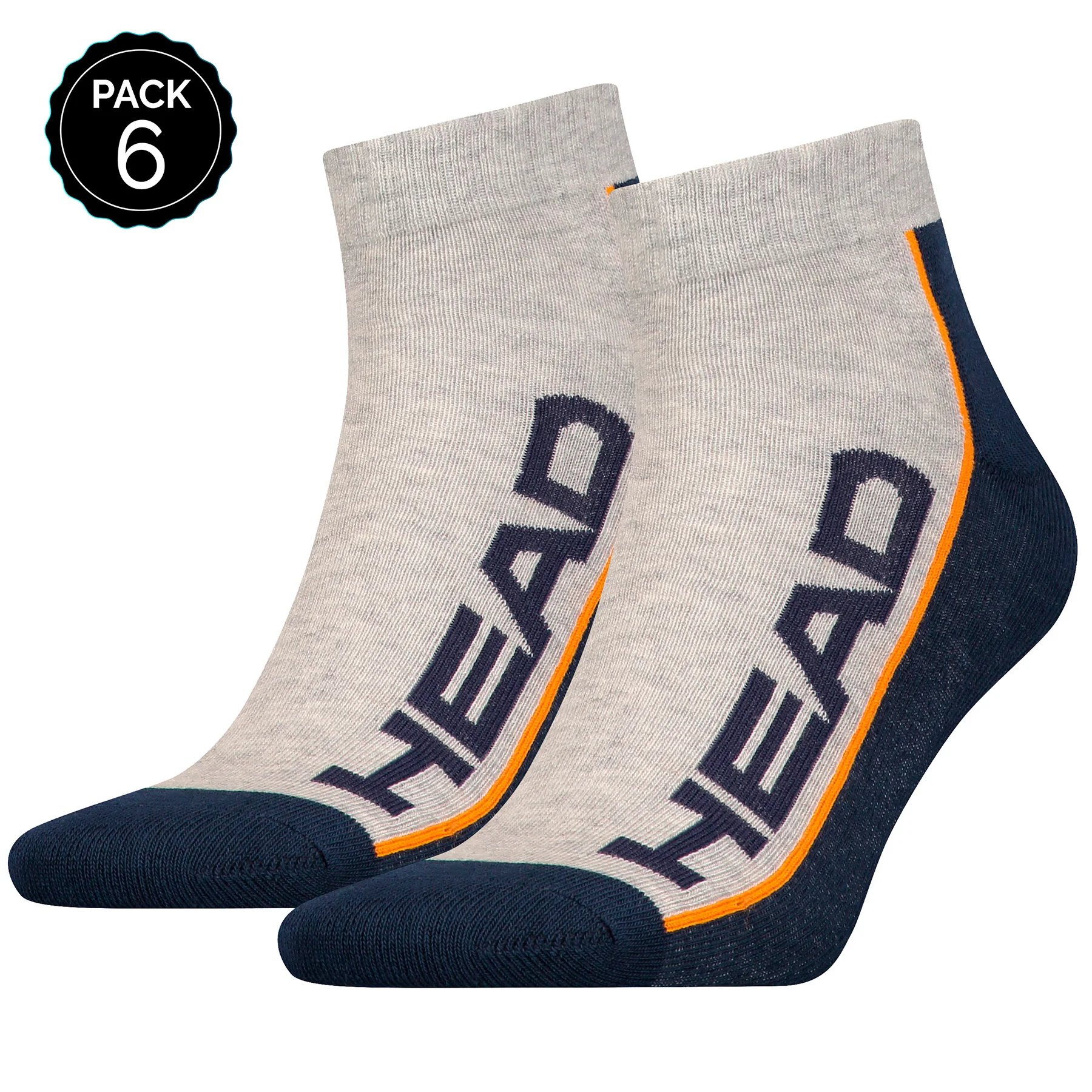 HEAD sport socks Ankle pack to choose from 6 pairs in gray blank or dark gray unisex