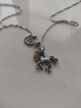 Colgante con forma de corazón de unicornio y diamantes de imitación para mujer, collar de Animal de poni, regalo de joyería