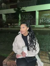 Coleta de pelo largo ondulado vigoroso para mujer, coleta sintética con cordón, coleta para mujer negra