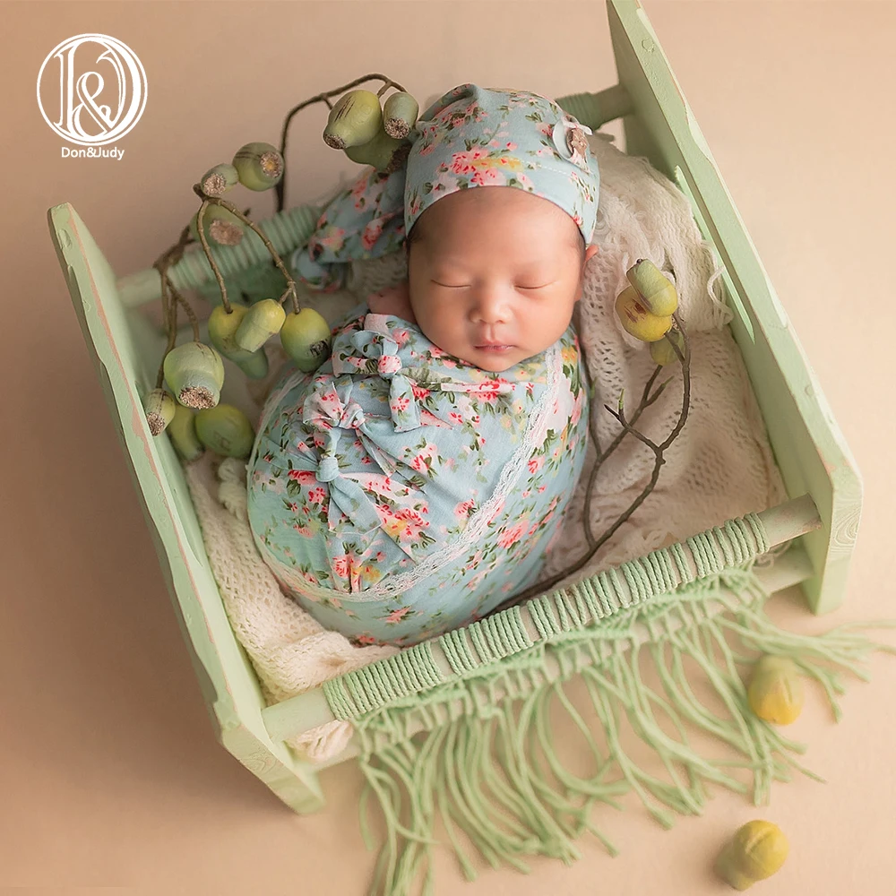 

Don&Judy Floral 7pcs Set Newborn Photography Props Outfits Accessories Baby Photo Shoot For Studio Bow Wrap Hat Headband Sets
