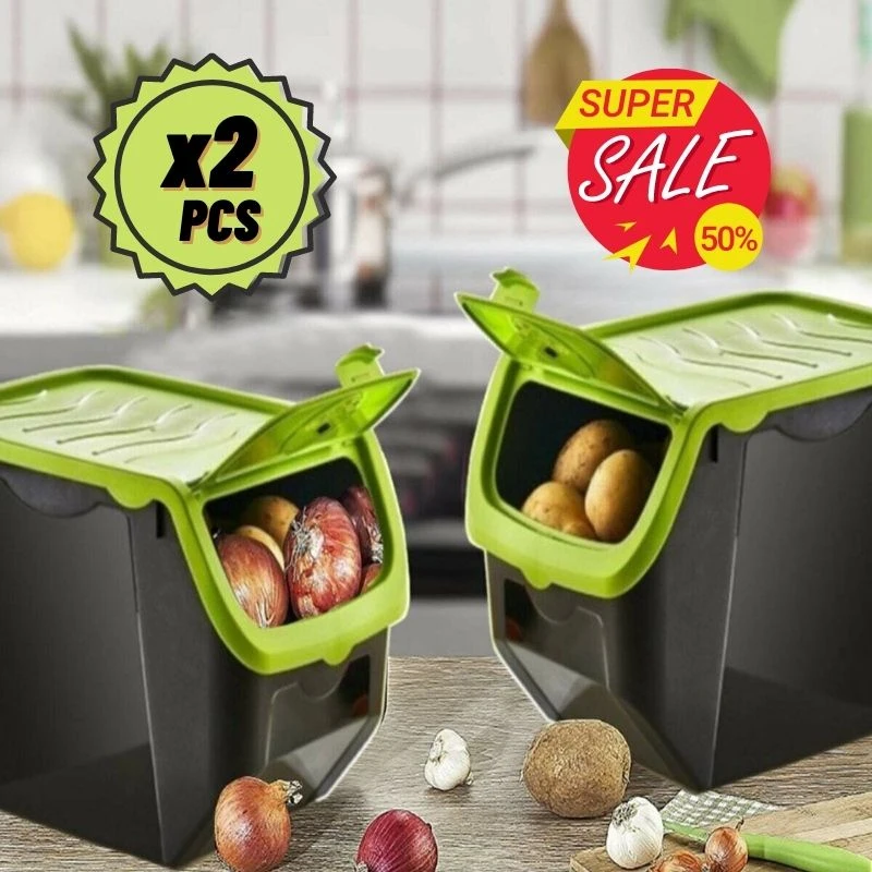 Caja de almacenamiento de plástico para alimentos cocina, accesorio de plástico mantener fresco, Coral, patata y ajo|Botellas, tarros y cajas| - AliExpress