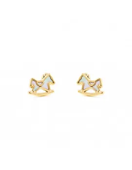 

Earrings girl rocking horse with background nacar (9Kts)