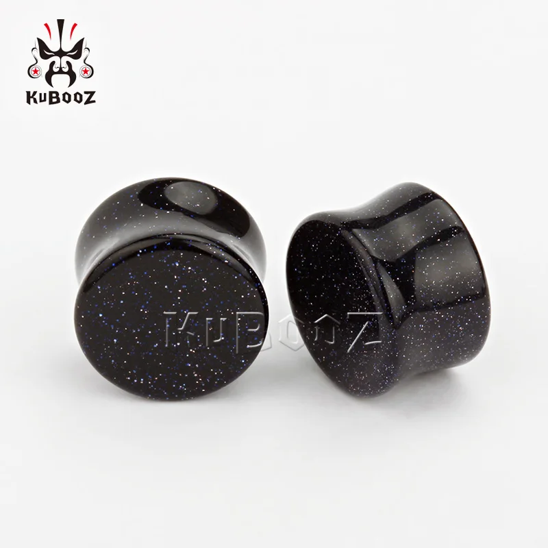 Wholesale Price High Polish Blue Sand Stone Ear Plugs Tunnels Expanders Piercing Body Jewelry Earring Gauges Stretchers 32PCS